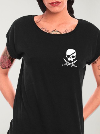 Women T-shirt Black Pirate Life