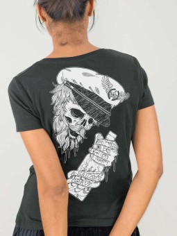 Women T-shirt Dark Lead Drunk Skull Remastered