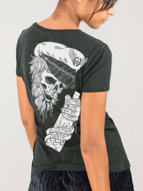 Women T-shirt Dark Lead Drunk Skull Remastered