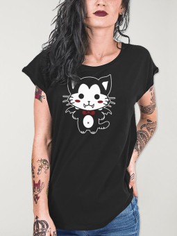 T-shirt Damen Schwarz Vampire Cat