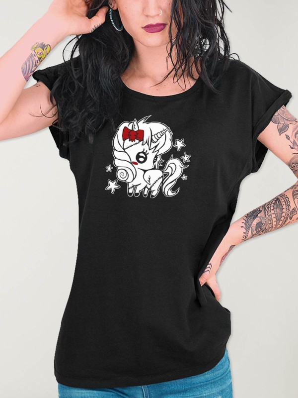 Camiseta de Mujer Negra Stars Unicorn