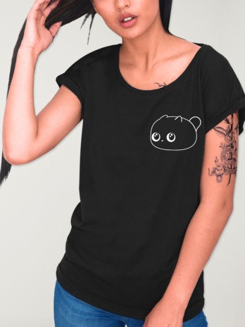 T-shirt Femme Noir Small Cat
