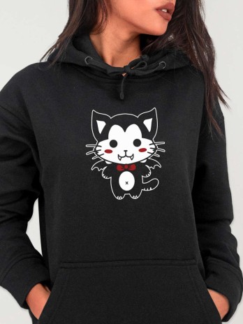 Sudadera de Mujer Negra Vampire Cat