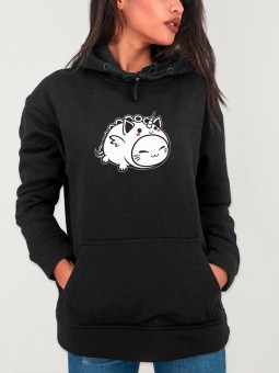 Sweat à capuche Femme Noir Cat Unicorn