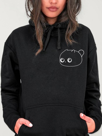 Women Hoodie Black Small Cat