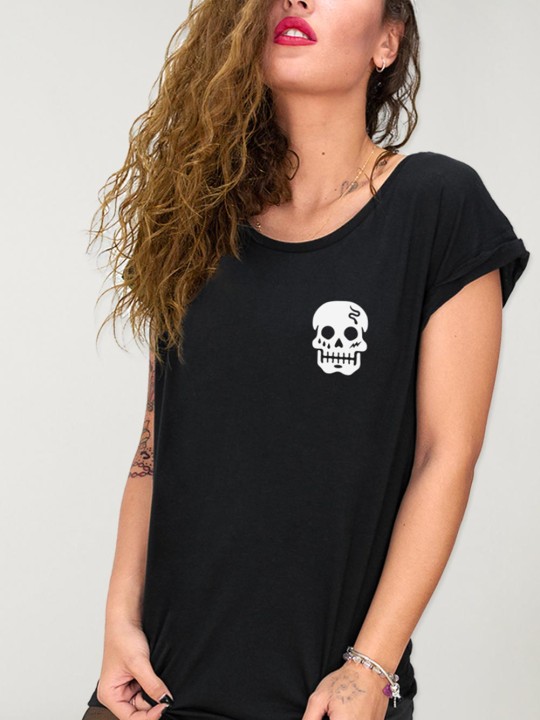 T-shirt Damen Schwarz Snake Skull