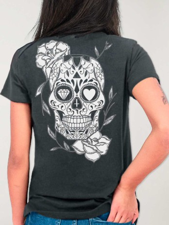 Camiseta de Mujer Ébano Mexican Skull