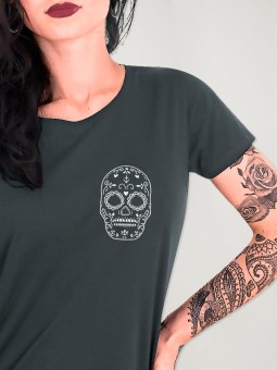 T-shirt Damen Ebenholz Mexican Skull